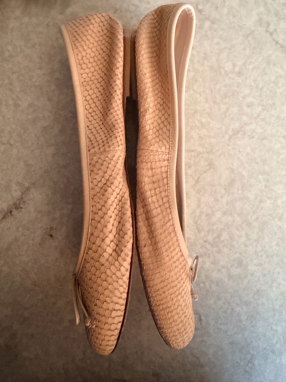 Delman Tan Snake Print Leather Ballet Flats - Picture 5 of 9